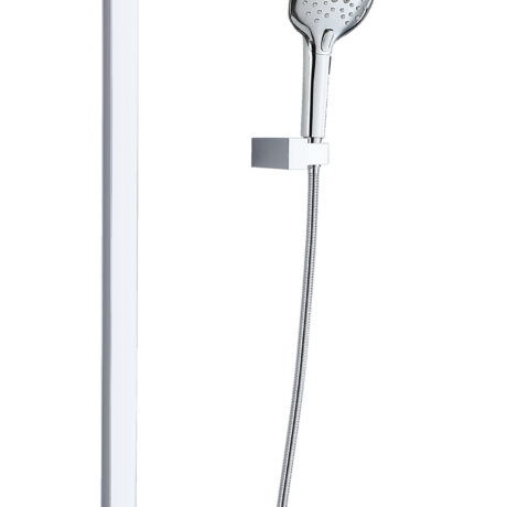 Modern Chrome Square Shower System | 2-Function Rain Shower Set with Handheld | Solid Brass Valve Body | Wall-Mounted Bathroom Shower Mixer | L-8001