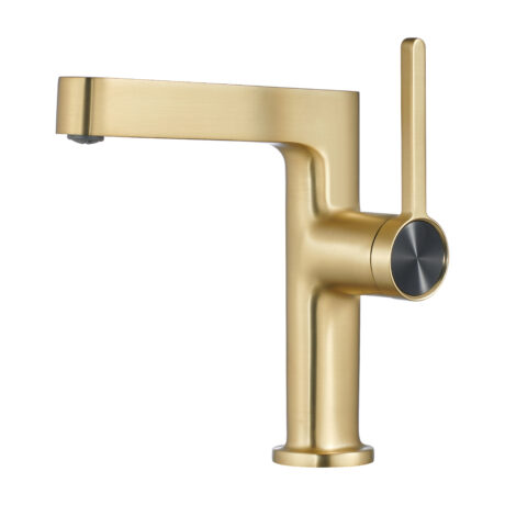 Luxury Brushed Gold Brass Basin Faucet | Minimalist Single Handle Bathroom Mixer Tap | T-8011