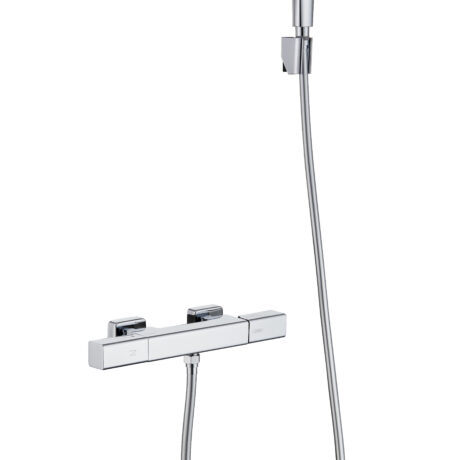 Minimalist Solid Brass Hand Shower Set with Wall Mount – Chrome Finish | L-8005_D3_J