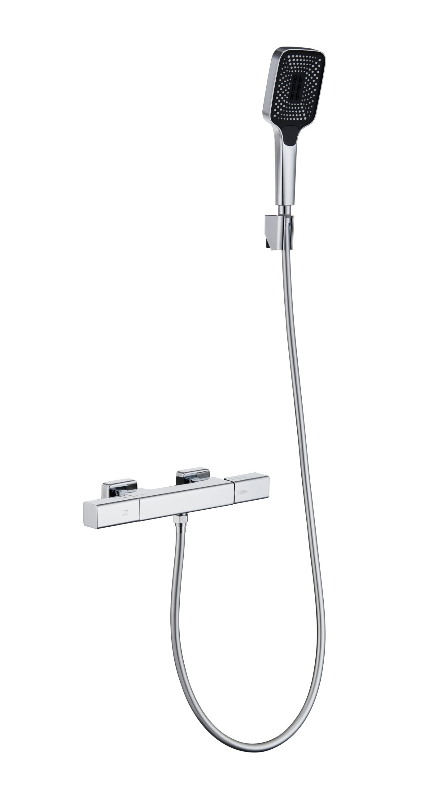 Minimalist Solid Brass Hand Shower Set with Wall Mount – Chrome Finish | L-8005_D3_J