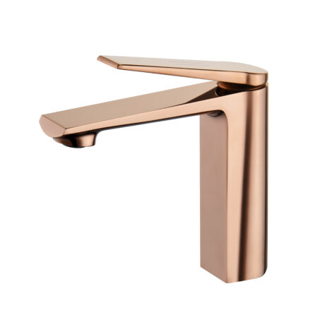 Modern Brushed Gold Basin Faucet – Single Handle Bathroom Mixer Tap | Solid Brass | Smooth Waterfall Flow | T-8009