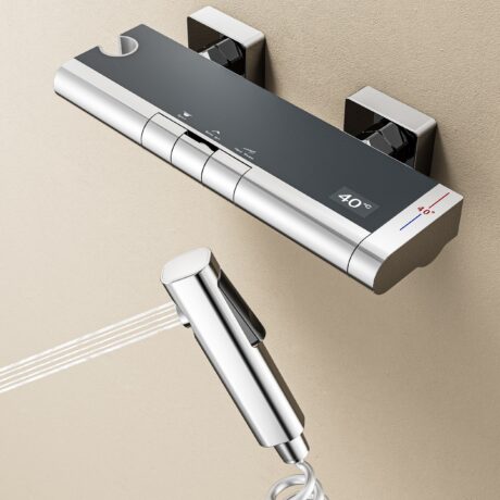 Thermostatic Digital Display Shower Faucet with Bathtub Spout – 3-Function Brass Mixer | L-8008_D6_3