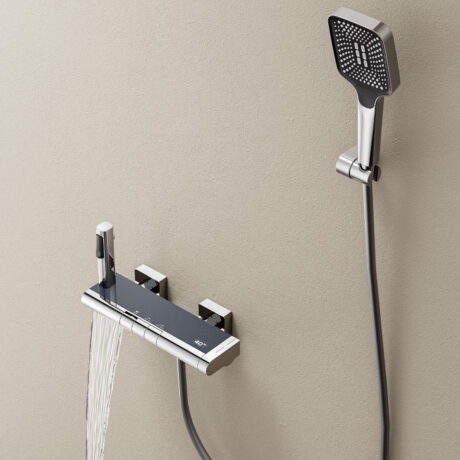 Thermostatic Digital Waterfall Bathtub Shower Faucet with Handheld – 2-Function Solid Brass Mixer | L-8008_JF