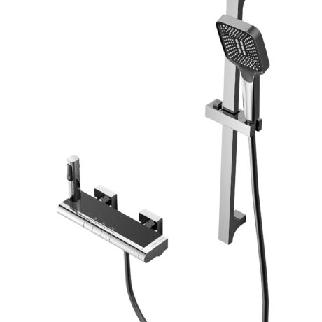 Thermostatic Digital Display Shower Faucet with Handheld – 2-Function Brass Mixer (No Slide Bar) | L-8008_F