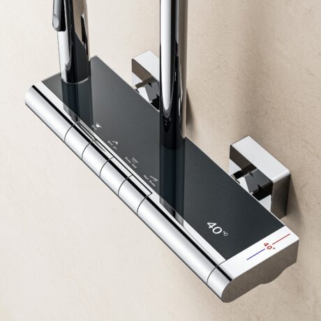 Thermostatic Digital Display Shower Faucet with Shelf – Solid Brass Mixer | L-8009_D6_4