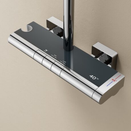 Digital Display Thermostatic Solid Brass Shower Mixer with Triple-Function Water Outlets | L-8007_D6_3