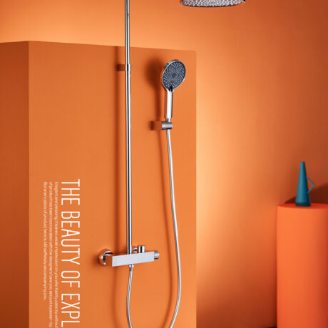 Chrome 3-Function Shower System — Solid Brass Rainfall & Handheld Shower Set with Tub Spout | L-8004_D1_3