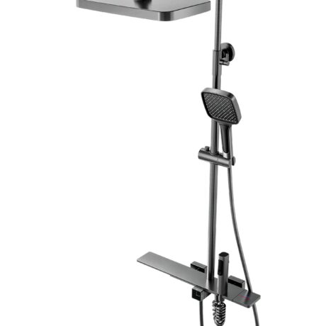 Modern 4-Function Solid Brass Shower System – Matte Gunmetal Grey | L-8004_D5_4